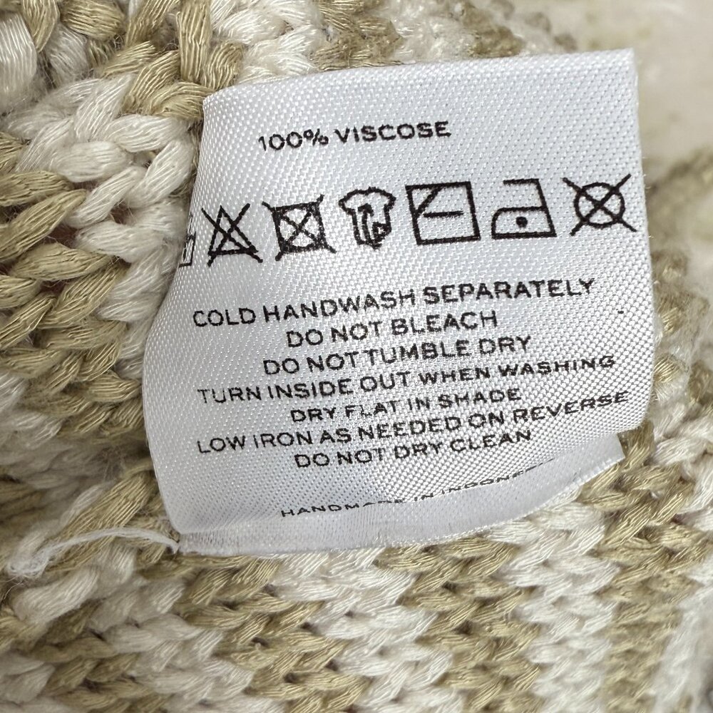 Faithfull The Brand Teale Chunky Cable Knit Sweater in Mocha Stripe Women's sz S - Picture 6 of 7